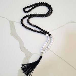 Obsedian and Howline extra long tessle necklace